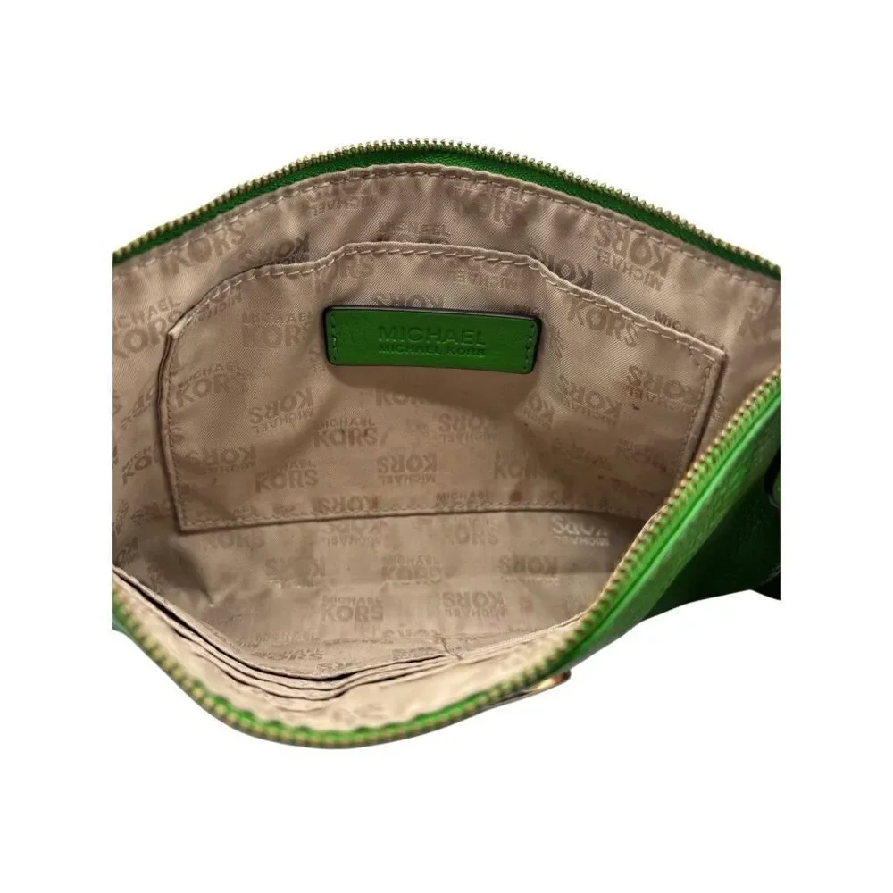 Michael Kors Fulton Pebbled Leather‎ Wristlet Green